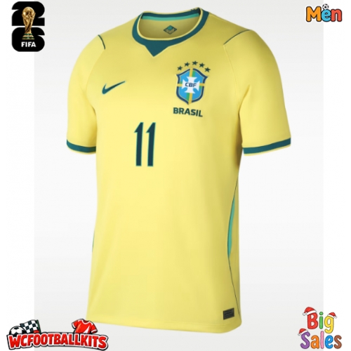 Brazil Raphinha Belloli #11 Replica Home Stadium Shirt World Cup 2026 Short Sleeve